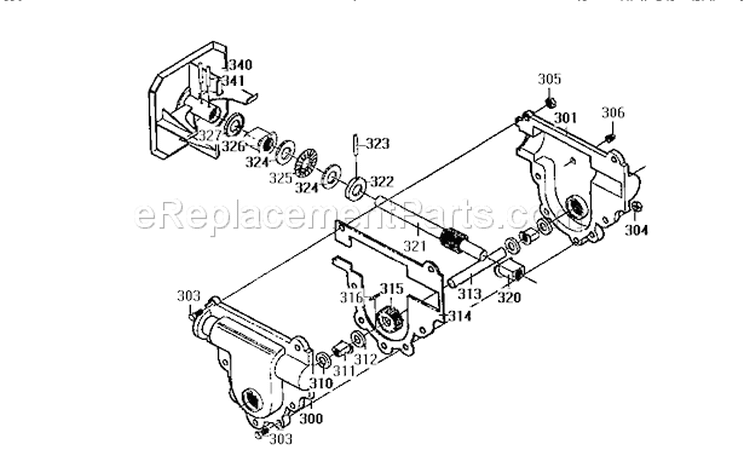 Gearcase Assembly Diagram and Parts List for 536885473  Craftsman Snow Blower