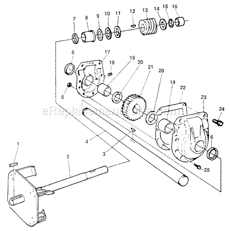 Gear Box Diagram and Parts List for 536885900  Craftsman Snow Blower