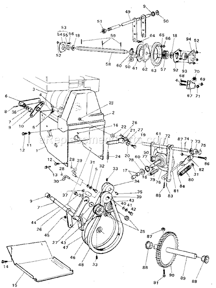 Motor Mount Assembly Diagram and Parts List for 536885900  Craftsman Snow Blower