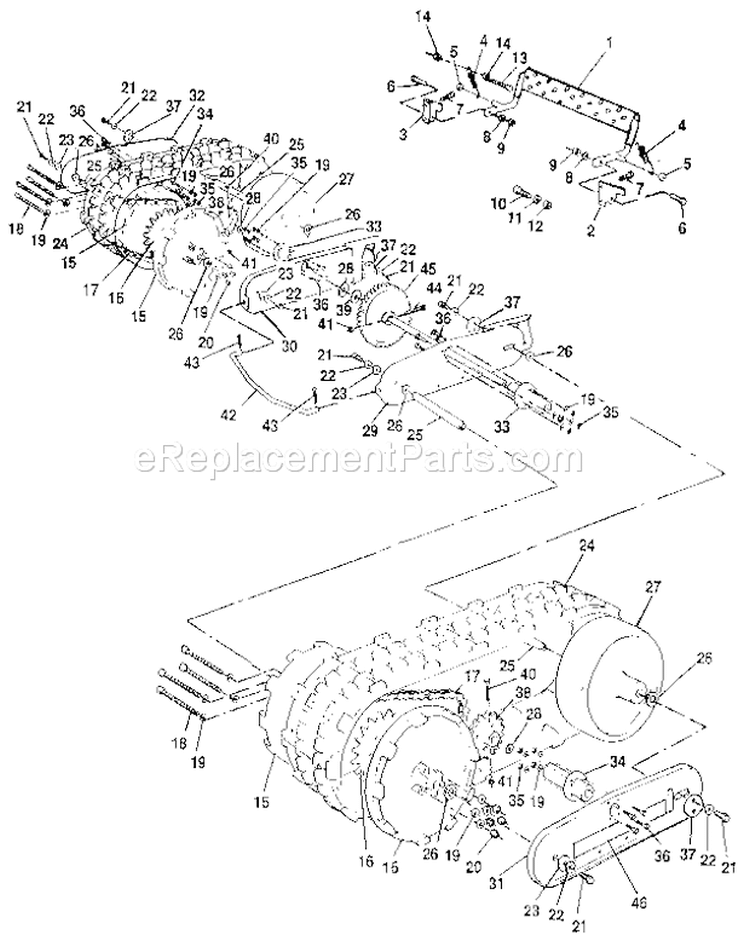 Track Assembly Diagram and Parts List for 536885910  Craftsman Snow Blower