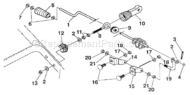 Chute Control Rod Diagram and Parts List for 536885921  Craftsman Snow Blower