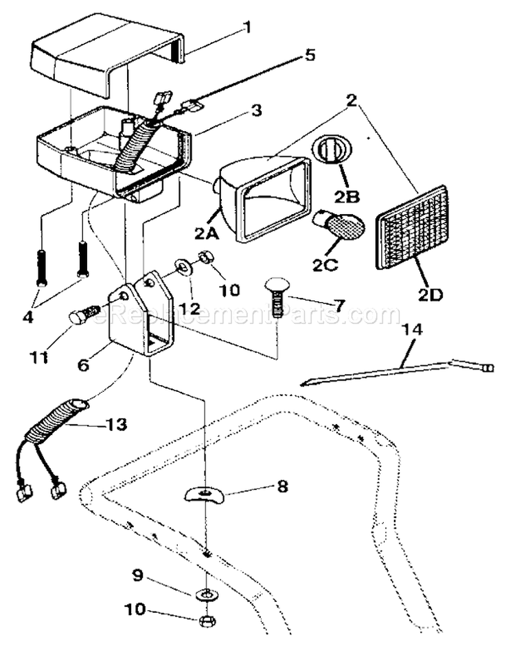 Headlight Diagram and Parts List for 536885921  Craftsman Snow Blower