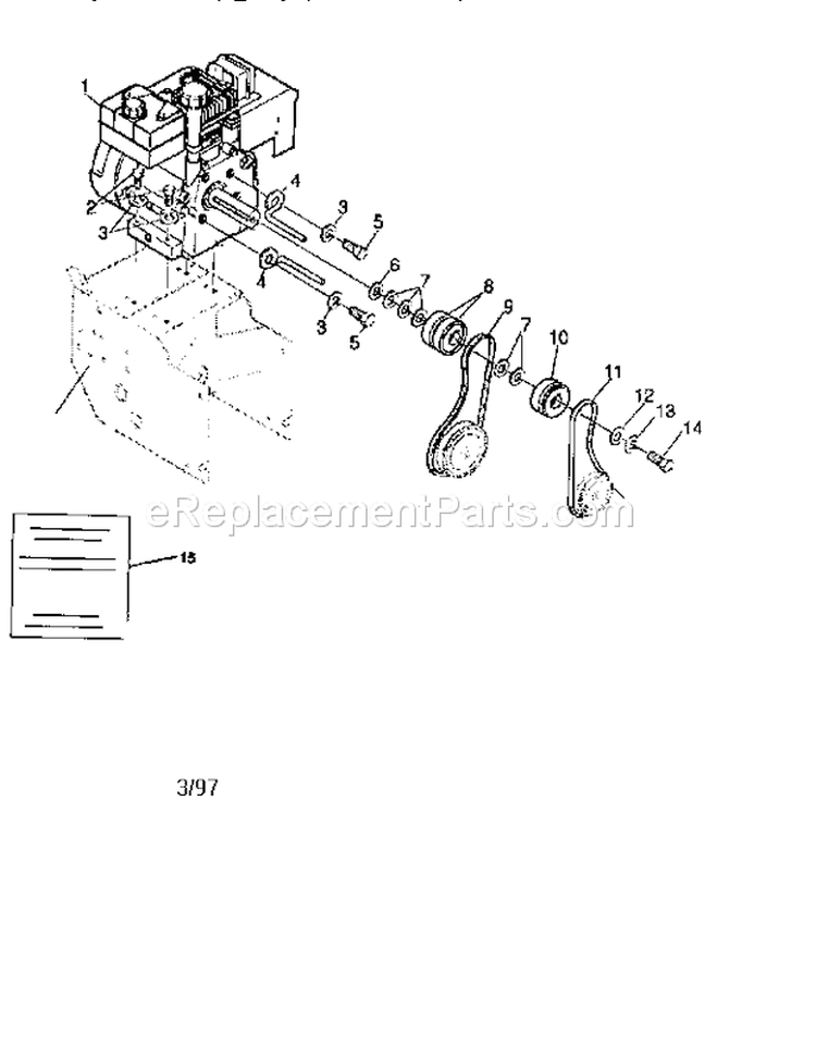 Engine Components Diagram and Parts List for 536886110  Craftsman Snow Blower