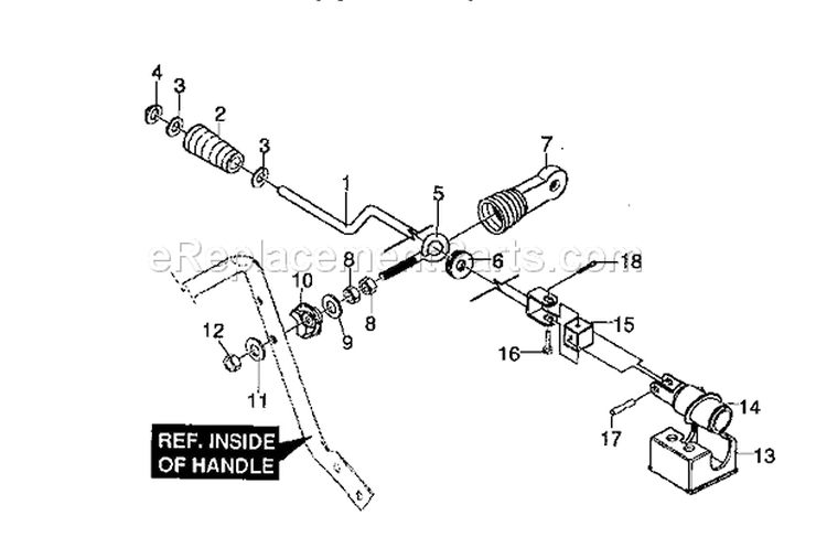 Chute Control Rod Diagram and Parts List for 536886110  Craftsman Snow Blower