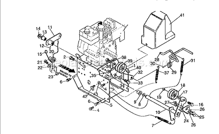 Frame Components Diagram and Parts List for 536886110  Craftsman Snow Blower