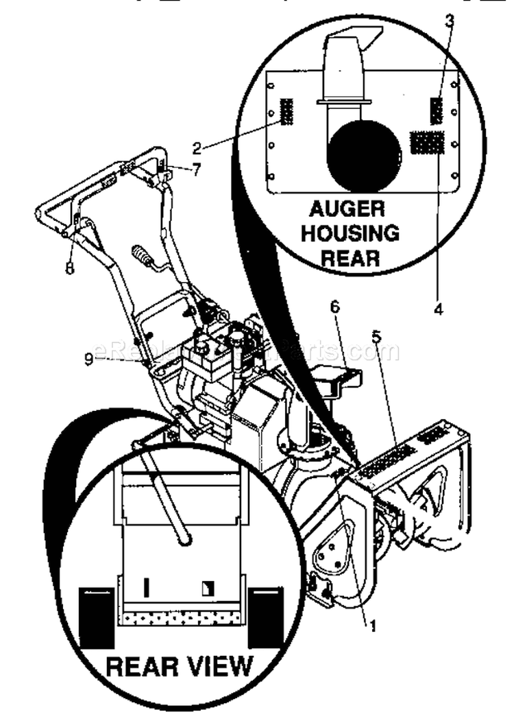 Decals Diagram and Parts List for 536886120  Craftsman Snow Blower