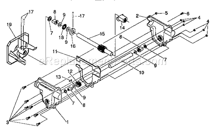Gear Case Diagram and Parts List for 536886120  Craftsman Snow Blower