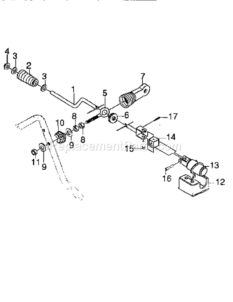 Chute Control Rod Diagram and Parts List for 536886121  Craftsman Snow Blower
