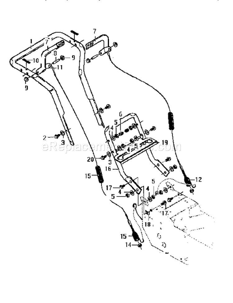 Handle Assembly Diagram and Parts List for 536886121  Craftsman Snow Blower