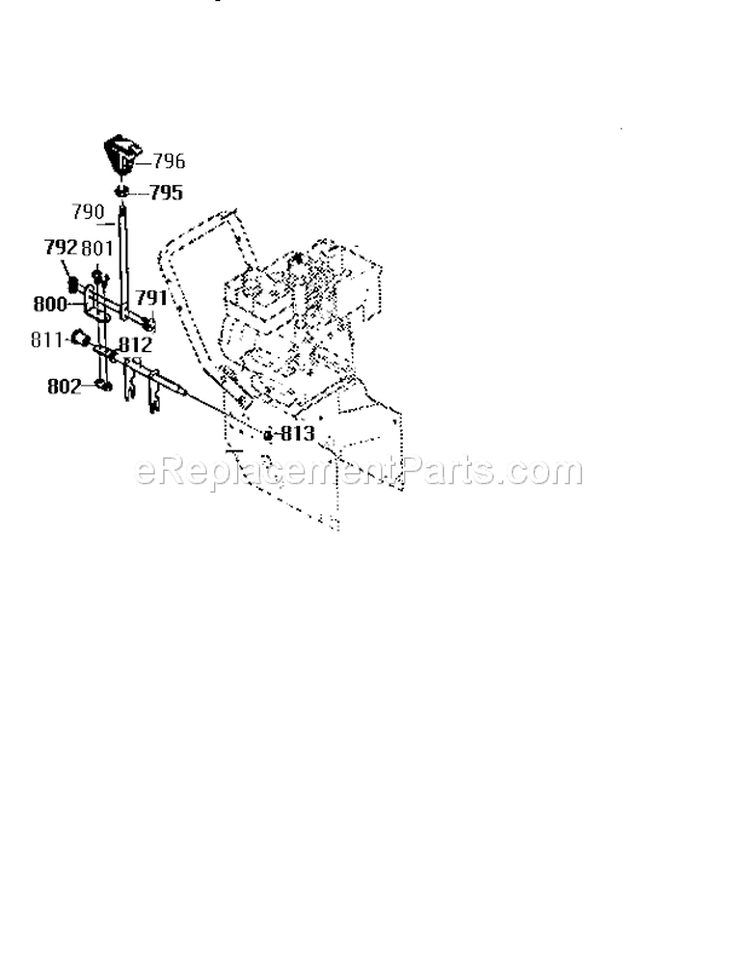 Shift Yoke Assembly Diagram and Parts List for 536886122  Craftsman Snow Blower