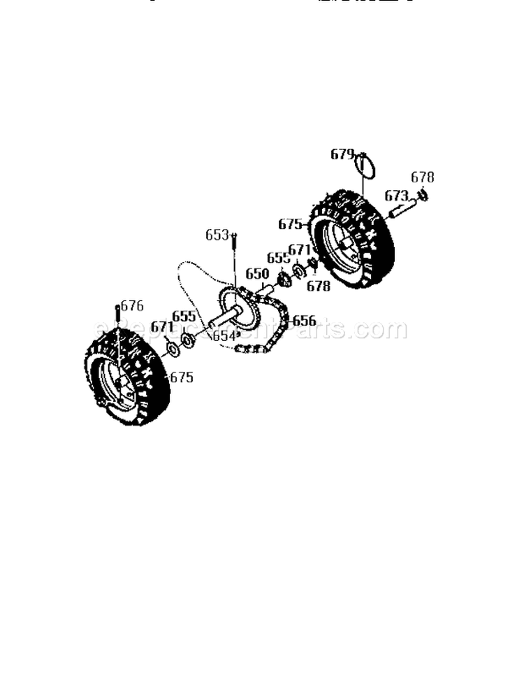 Wheel Assembly Diagram and Parts List for 536886122  Craftsman Snow Blower