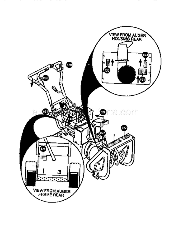 Decals Diagram and Parts List for 536886140  Craftsman Snow Blower