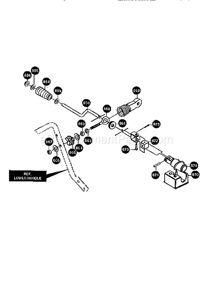 Chute Control Rod Diagram and Parts List for 536886140  Craftsman Snow Blower