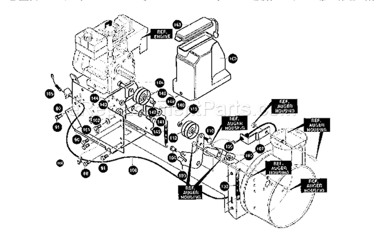 Frame Assembly Diagram and Parts List for 536886140  Craftsman Snow Blower