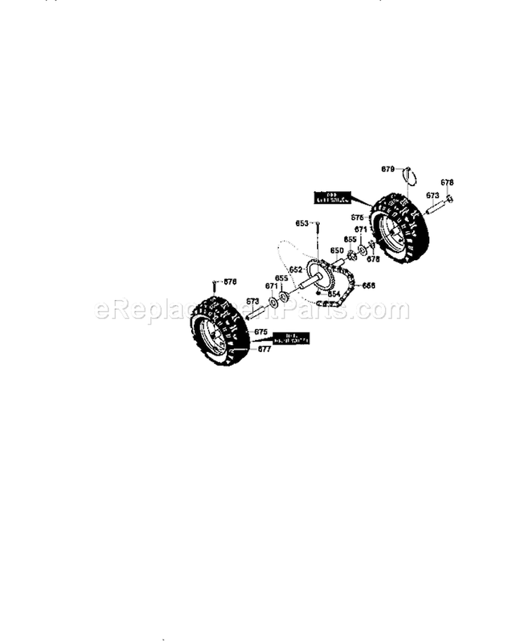 Wheel Assembly Diagram and Parts List for 536886141  Craftsman Snow Blower