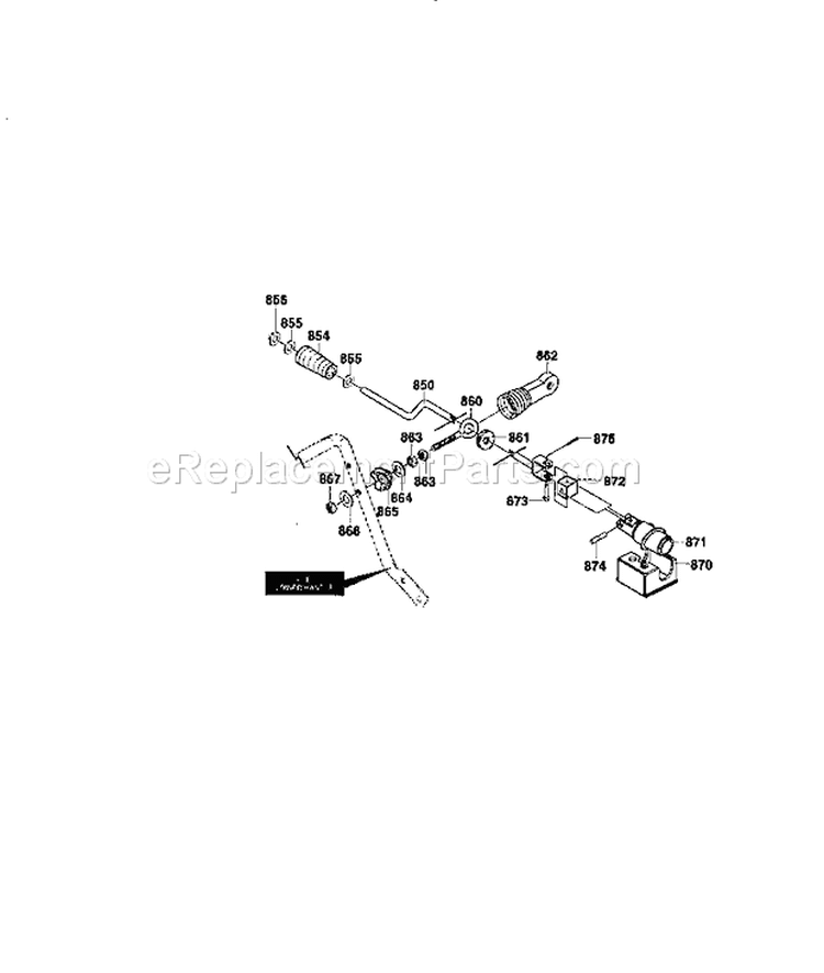 Chute Control Rod Assembly Diagram and Parts List for 536886141  Craftsman Snow Blower