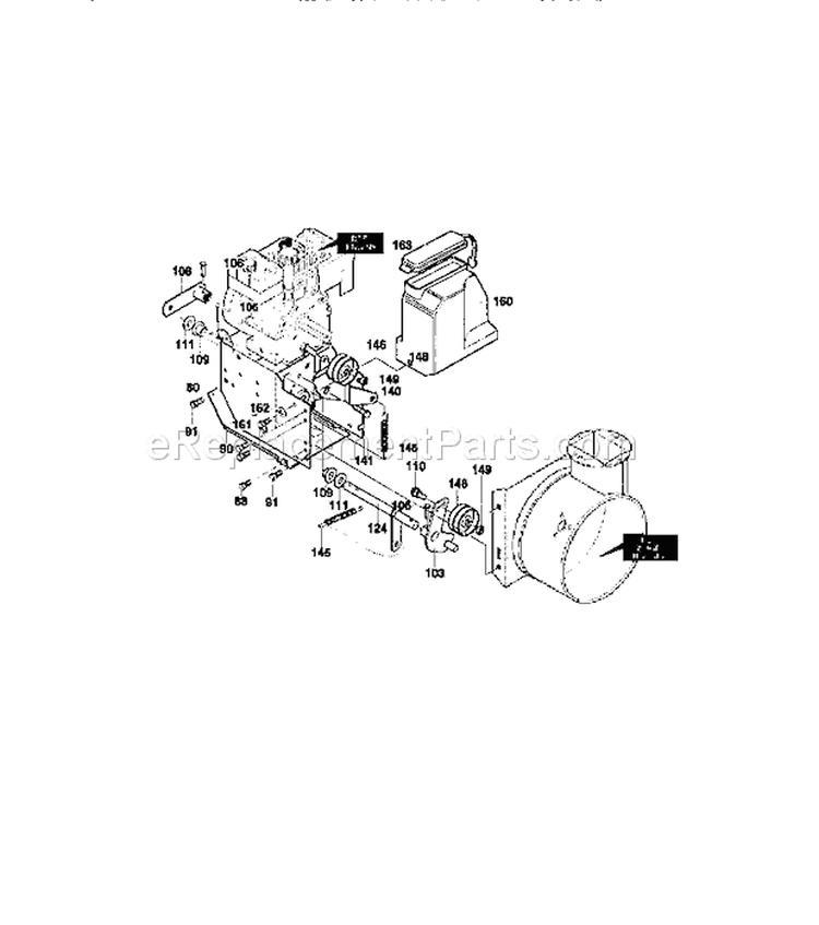 Frame Assembly Diagram and Parts List for 536886141  Craftsman Snow Blower