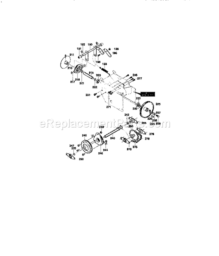 Drive Assembly Diagram and Parts List for 536886141  Craftsman Snow Blower