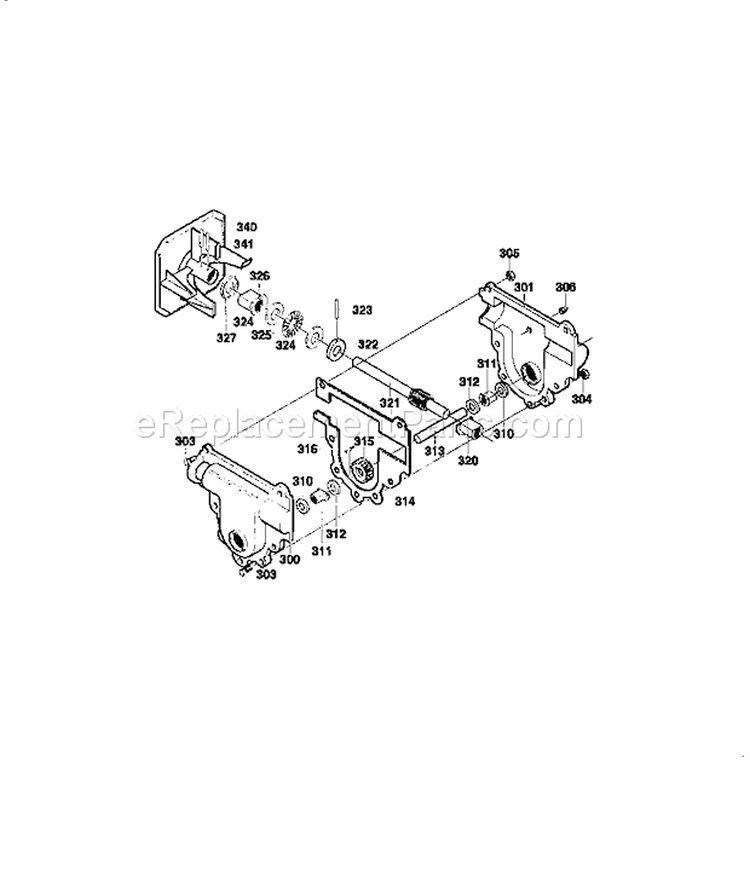 Gear Case Assembly Diagram and Parts List for 536886141  Craftsman Snow Blower