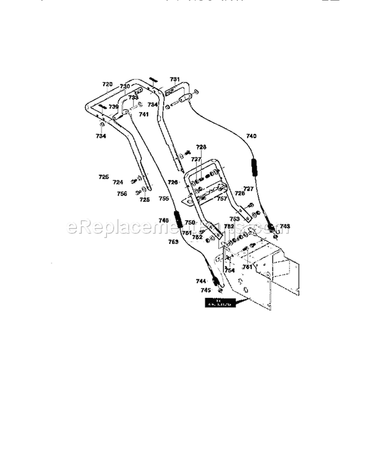 Handle Assembly Diagram and Parts List for 536886141  Craftsman Snow Blower