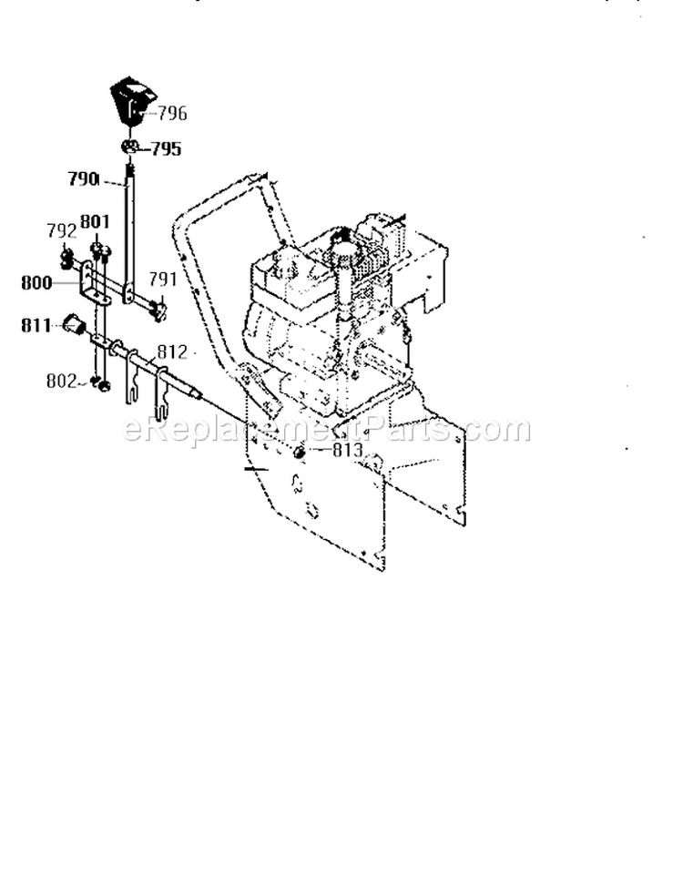 Shift Yoke Assembly Diagram and Parts List for 536886150  Craftsman Snow Blower