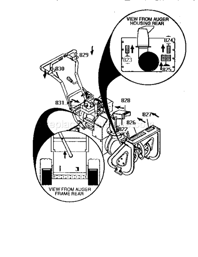 Decal Assembly Diagram and Parts List for 536886150  Craftsman Snow Blower