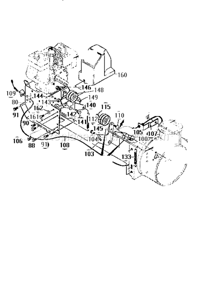 Frame Components Assembly Diagram and Parts List for 536886150  Craftsman Snow Blower