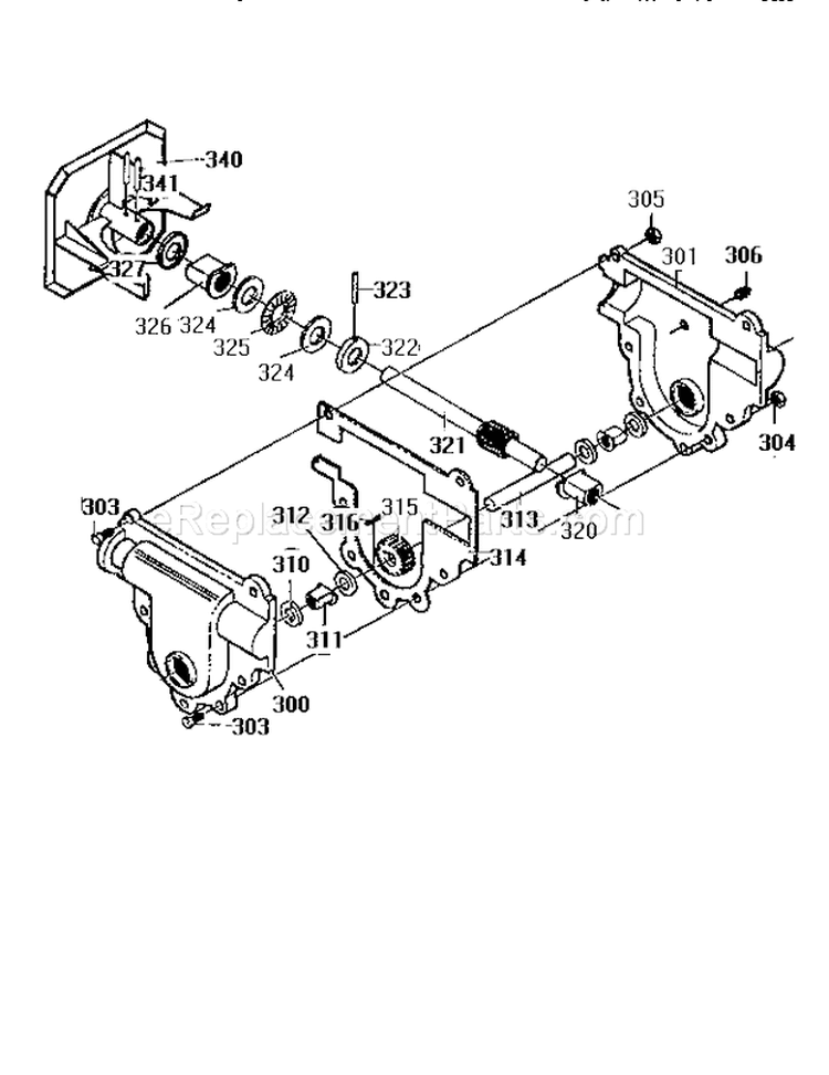 Gear Case Assembly Diagram and Parts List for 536886150  Craftsman Snow Blower
