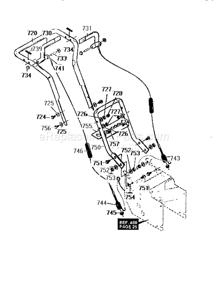 Handle Assembly Diagram and Parts List for 536886150  Craftsman Snow Blower