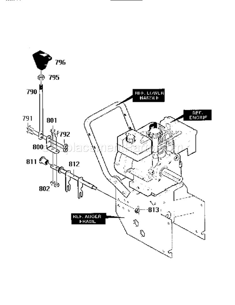 Shift Yoke Assembly Diagram and Parts List for 536886160  Craftsman Snow Blower