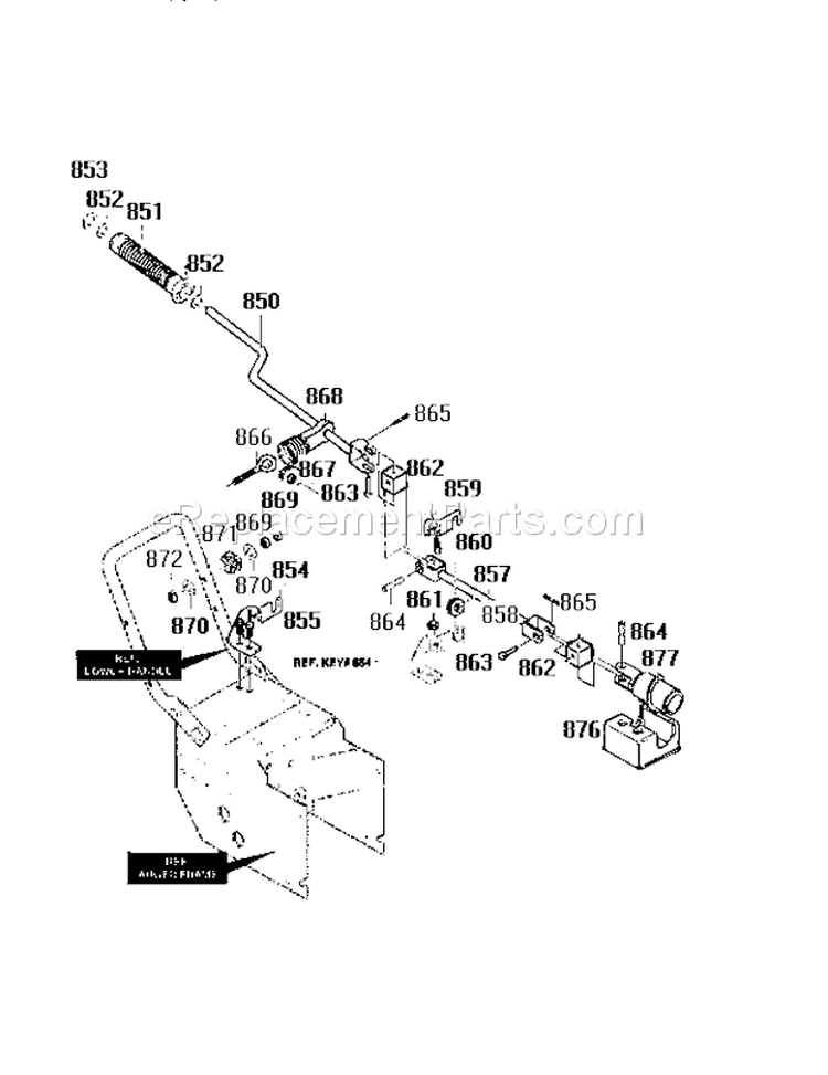 Chute Control Rod Assembl Diagram and Parts List for 536886160  Craftsman Snow Blower
