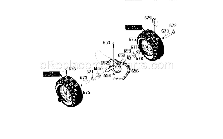Wheel Assembly Diagram and Parts List for 536886160  Craftsman Snow Blower