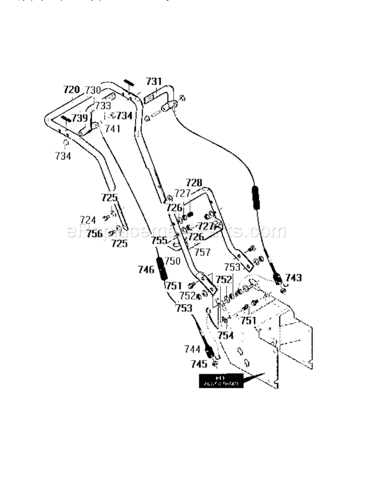 Handle Assembly Diagram and Parts List for 536886160  Craftsman Snow Blower