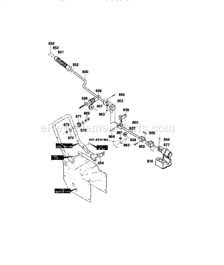 Chute Control Rod Assembl Diagram and Parts List for 536886161  Craftsman Snow Blower