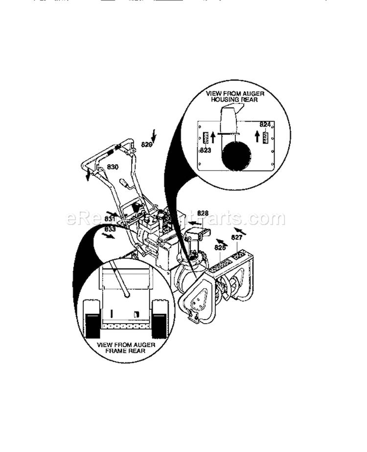 Decal Assembly Diagram and Parts List for 536886161  Craftsman Snow Blower