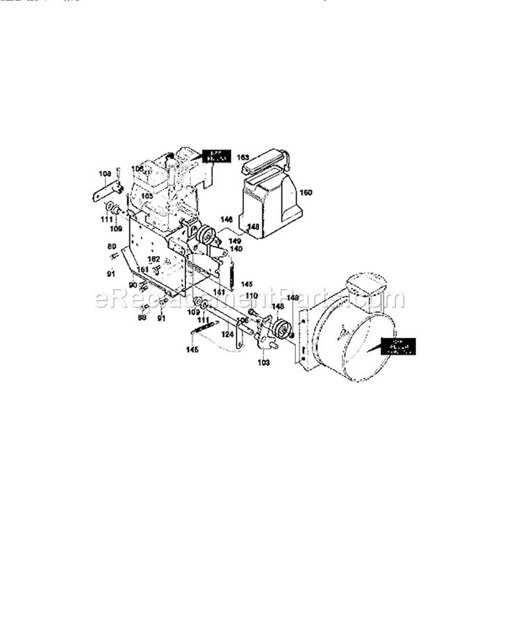 Frame Components Assembly Diagram and Parts List for 536886161  Craftsman Snow Blower