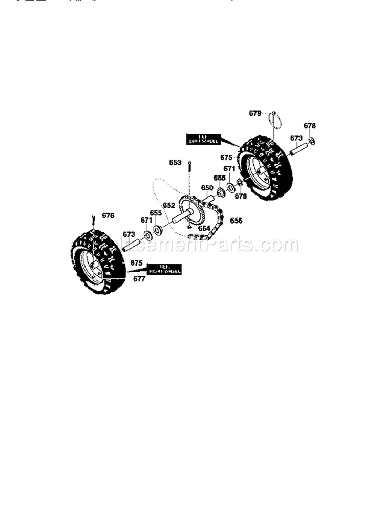 Wheel Assembly Diagram and Parts List for 536886161  Craftsman Snow Blower