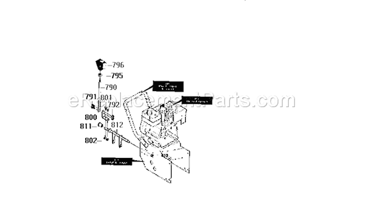 Shift Yoke Assembly Diagram and Parts List for 536886190  Craftsman Snow Blower
