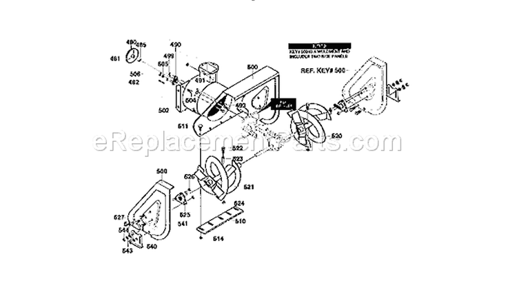 Auger Housing Assembly Diagram and Parts List for 536886190  Craftsman Snow Blower