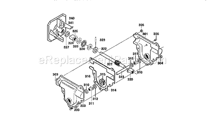 Gear Case Assembly Diagram and Parts List for 536886190  Craftsman Snow Blower
