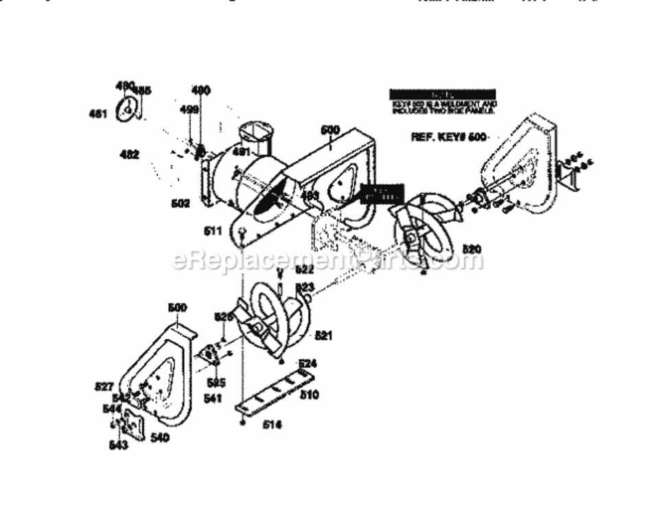 Page E Diagram and Parts List for 536886191  Craftsman Snow Blower