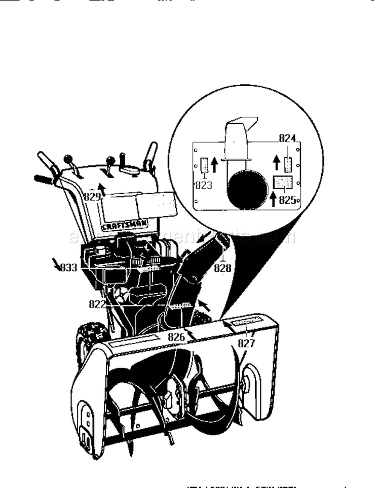 Decals Diagram and Parts List for 536886220  Craftsman Snow Blower