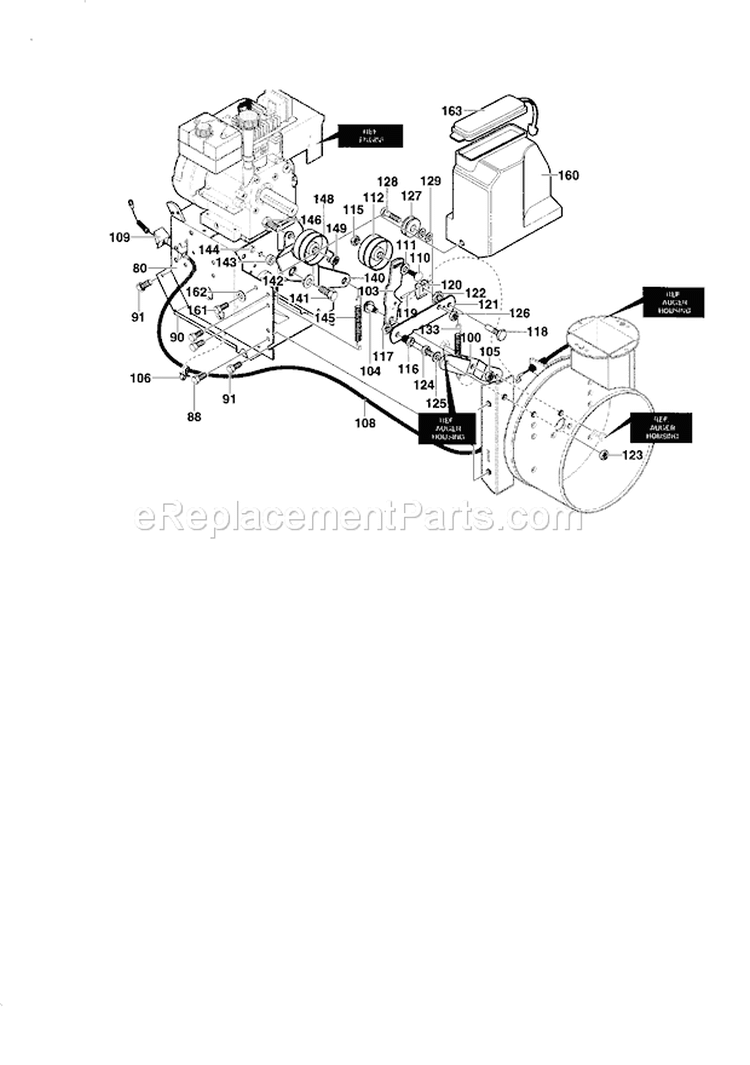 Page B Diagram and Parts List for 536886240  Craftsman Snow Blower