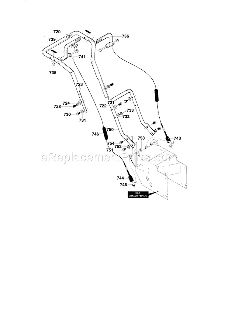 Handle Repair Diagram and Parts List for 536886240  Craftsman Snow Blower