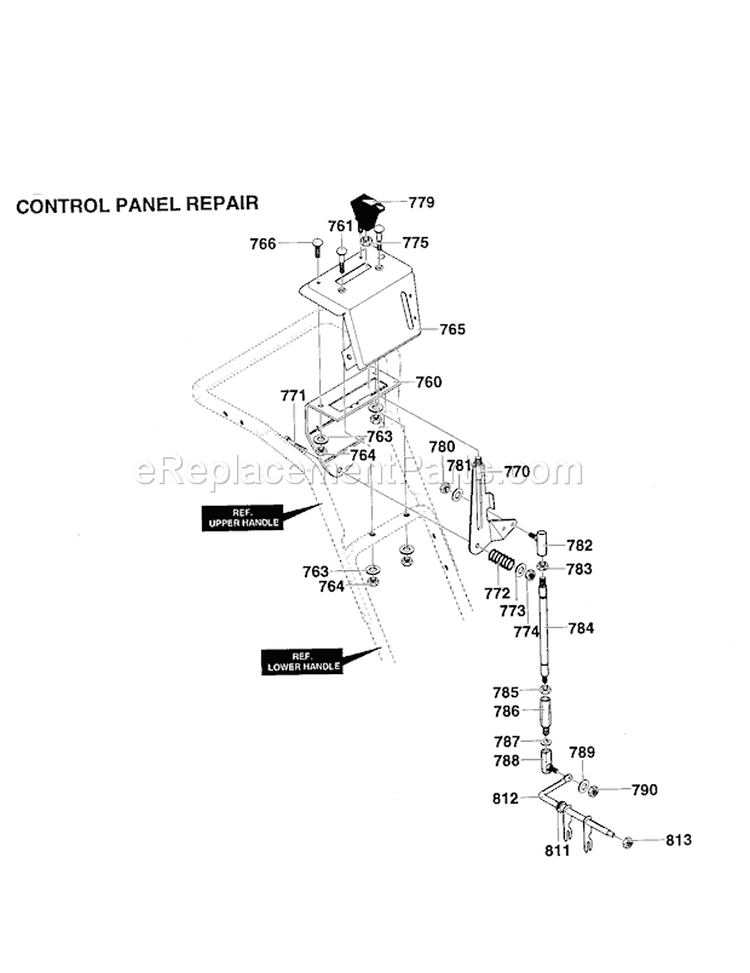 Control Panel Repair Diagram and Parts List for 536886240  Craftsman Snow Blower