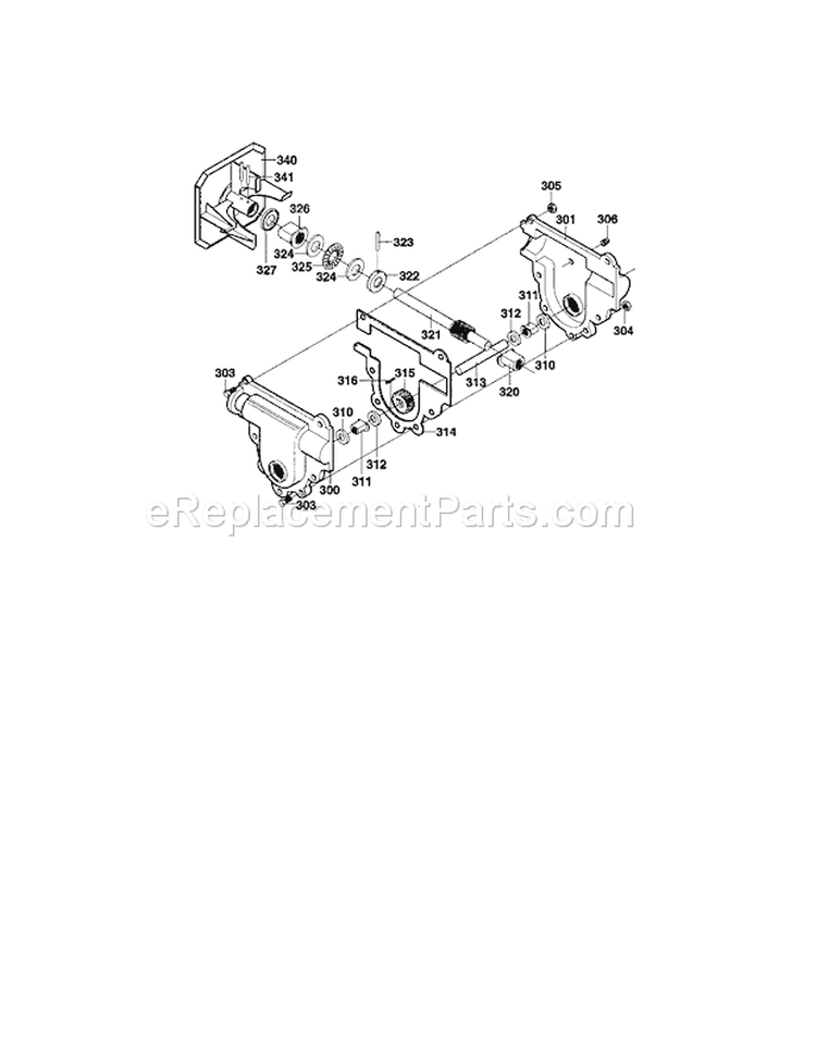 Gearcase Assembly Diagram and Parts List for 536886260  Craftsman Snow Blower