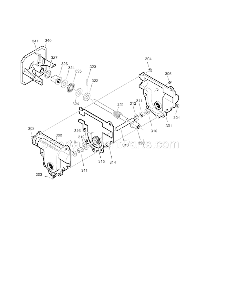26" 9Hp Gear Case Diagram and Parts List for 536886261  Craftsman Snow Blower