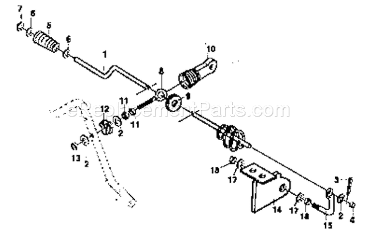Chute Control Rod Diagram and Parts List for 536886280  Craftsman Snow Blower