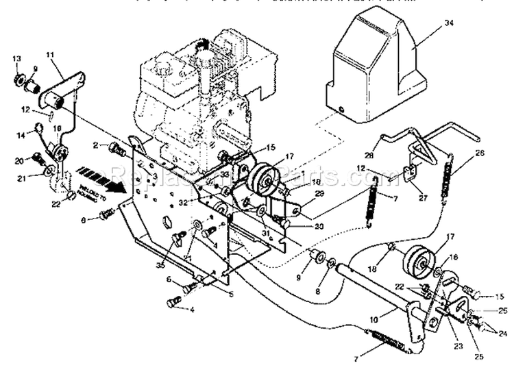Frame Components Diagram and Parts List for 536886280  Craftsman Snow Blower