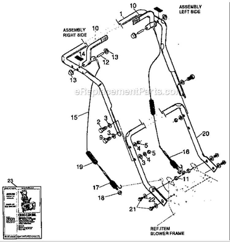 Handle_Assembly_Repair_Parts Diagram and Parts List for 536886330  Craftsman Snow Blower